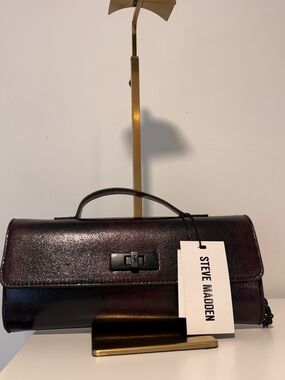 Steve Madden Burgundy Shimmer Top-Handle Satchel